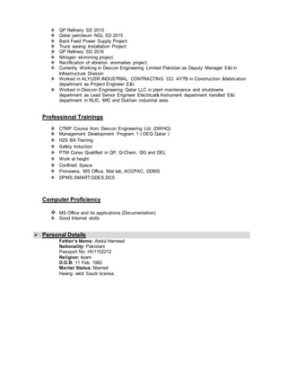 Zaheer Ahmed E&I Professional | DOCX