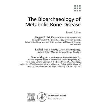 The Bioarchaeology Of Metabolic Bone Disease 2nd Edition Megan Brickley ...
