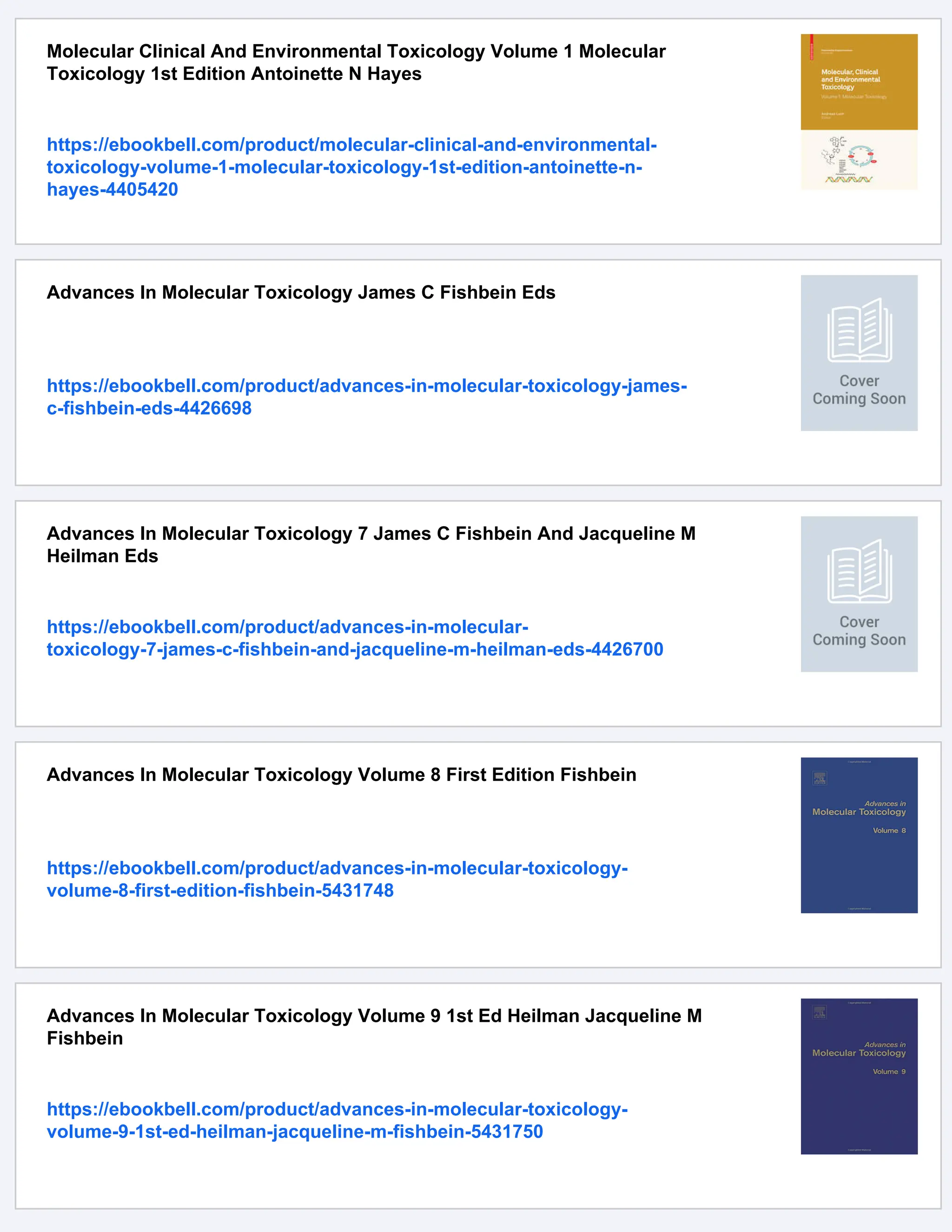 Molecular Clinical And Environmental Toxicology Volume 1 Molecular
Toxicology 1st Edition Antoinette N Hayes
https://ebookbell.com/product/molecular-clinical-and-environmental-
toxicology-volume-1-molecular-toxicology-1st-edition-antoinette-n-
hayes-4405420
Advances In Molecular Toxicology James C Fishbein Eds
https://ebookbell.com/product/advances-in-molecular-toxicology-james-
c-fishbein-eds-4426698
Advances In Molecular Toxicology 7 James C Fishbein And Jacqueline M
Heilman Eds
https://ebookbell.com/product/advances-in-molecular-
toxicology-7-james-c-fishbein-and-jacqueline-m-heilman-eds-4426700
Advances In Molecular Toxicology Volume 8 First Edition Fishbein
https://ebookbell.com/product/advances-in-molecular-toxicology-
volume-8-first-edition-fishbein-5431748
Advances In Molecular Toxicology Volume 9 1st Ed Heilman Jacqueline M
Fishbein
https://ebookbell.com/product/advances-in-molecular-toxicology-
volume-9-1st-ed-heilman-jacqueline-m-fishbein-5431750
 