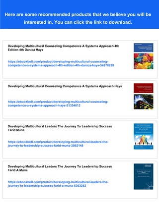 Developing Multicultural Counseling Competence A Systems Approach 3rd ...