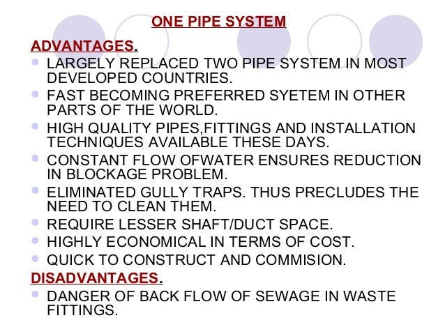 advantages system one pipe PIPE SYSTEMS1 advantages system one pipe PIPE SYSTEMS1