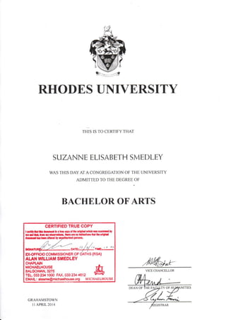 BA Degree Certificate