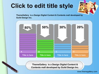 Click to edit title style ThemeGallery  is a Design Digital Content & Contents mall developed by Guild Design Inc. ThemeGallery  is a Design Digital Content & Contents mall developed by Guild Design Inc. 80% 50% 30% 20% Title in here Title in here Title in here Title in here A B C D 