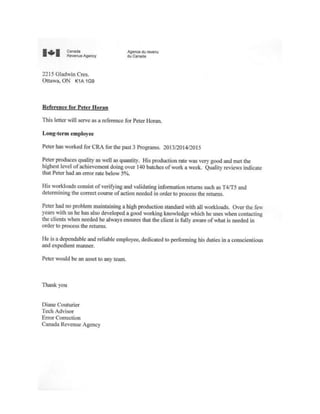 Peter Horan Reference Letter