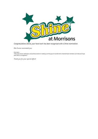 Shine Award Nomination - Wm Morrison Supermarkets