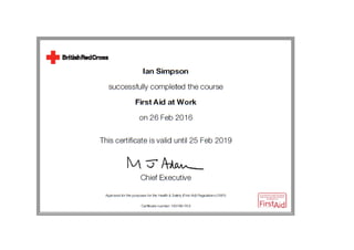 first aid certificate 2016