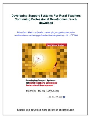 Developing Support Systems For Rural Teachers Continuing Professional ...