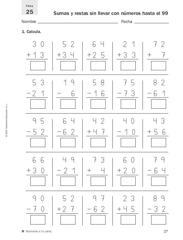Resultado de imagen de sumas y restas sin llevar