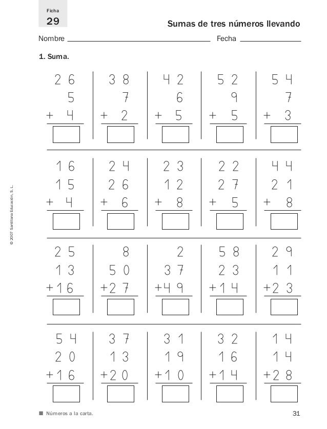 Resultado de imagen de sumas de tres sumandos