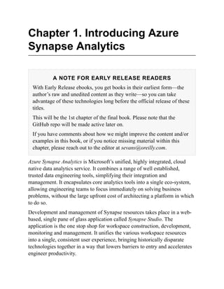 Learning Azure Synapse Analytics (Third Early Release) Paul Andrew | PDF
