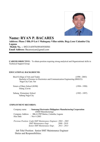 resume objective sample philippines