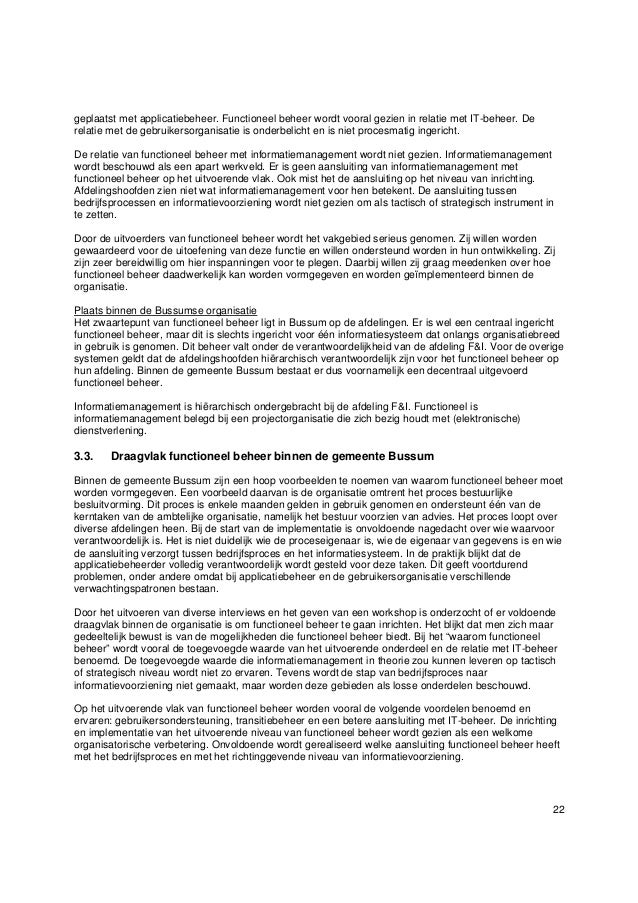 Adviesrapport Functioneel Beheer binnen de gemeente Bussum