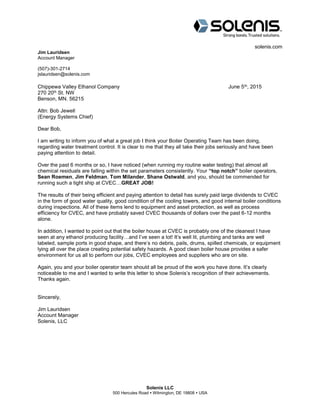 Solenis Letter 20150605 | PDF
