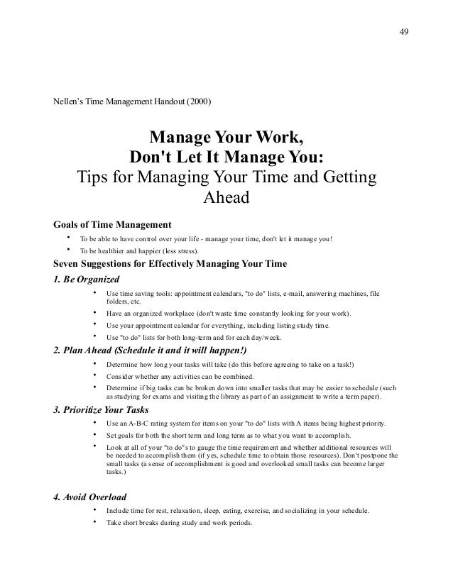 thesis on time management pdf