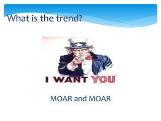 MOAR and MOAR
What is the trend?
 