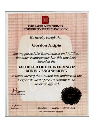 Bachelor's Degree Certificate