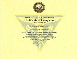 SAR Certificate - Kyle Starkey