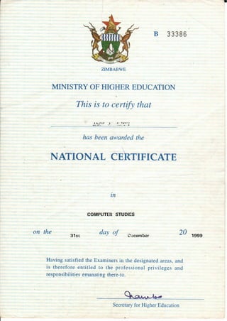 Certificate in Computer Studies | PDF