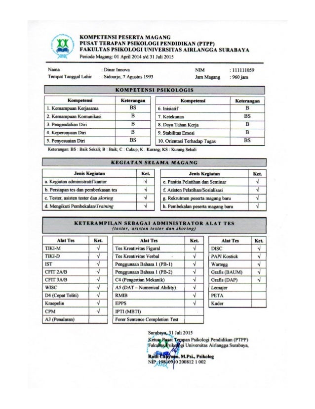 Penilaian Kompetensi Magang