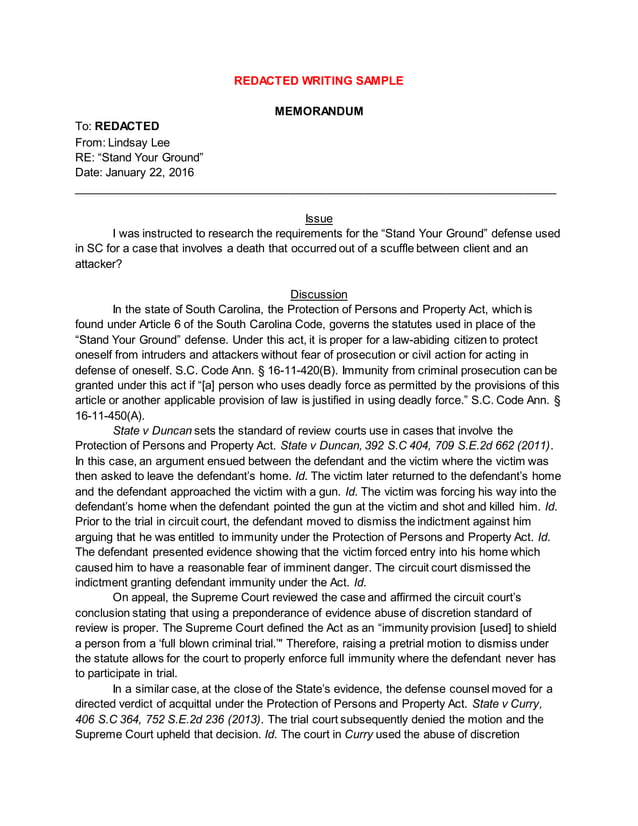 Stand Your Ground Memo PDF