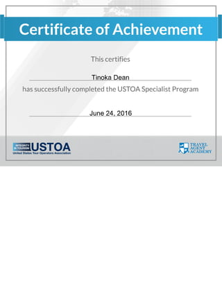 USTOA - View Certificate