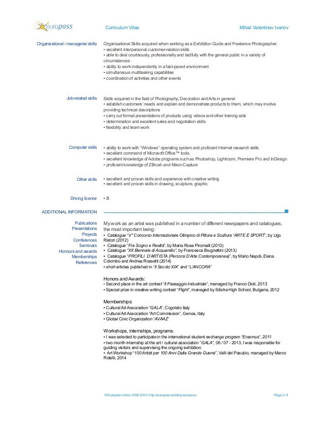 mihail ivanov cv english organisational skills cv
