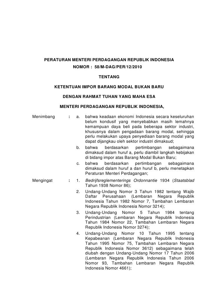 Surat Izin Impor Barang Bekas  CONTOHSURATKU