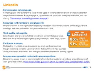 LinkedIn
Spruce up your company page.
Company pages offer a platform to share diverse types of content, yet many brands ar...