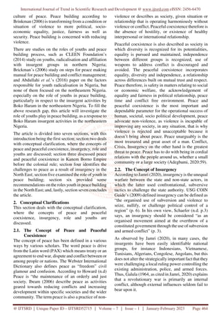The Role of Youths in Peace Building A Response to Insurgency in the ...