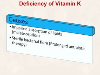 Deficiency of Vitamin K
 