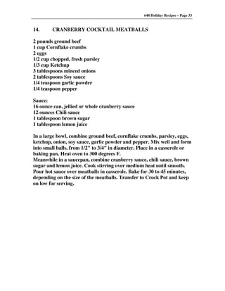640 Holiday Recipes Volume One