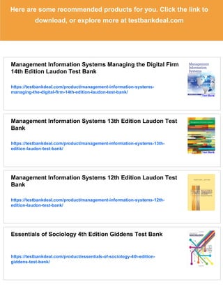 Management Information Systems Global 14th Edition Laudon Test Bank | PDF