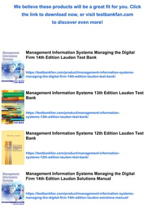 Management Information Systems Global 14th Edition Laudon Test Bank | PDF
