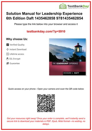 Comprehensive Solution Manual for Leadership Experience 6th Edition by ...