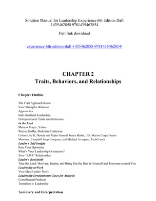 Comprehensive Solution Manual for Leadership Experience 6th Edition by ...