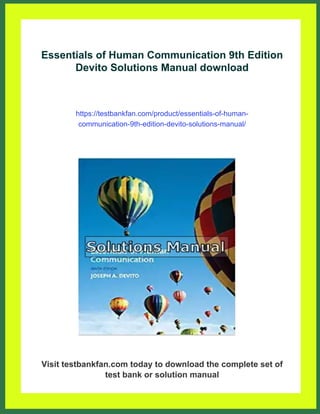 Essentials of Human Communication 9th Edition Devito Solutions Manual | PDF