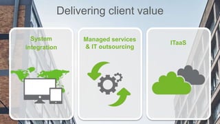 accelerate your ambition 19
Click to edit Master title style
Delivering client value
Managed services
& IT outsourcing
ITaaS
System
integration
 