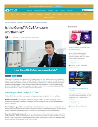 Is the CompTIA CySA+ Exam Worthwhile? – My 591Lab | PDF