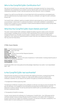 Is the CompTIA CySA+ Exam Worthwhile? – My 591Lab | PDF