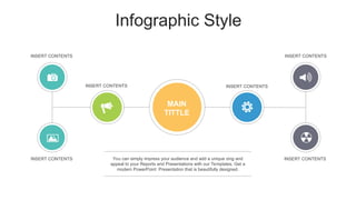 Infographic Style
MAIN
TITTLE
INSERT CONTENTS
INSERT CONTENTS
INSERT CONTENTS
INSERT CONTENTS
INSERT CONTENTS
INSERT CONTENTS You can simply impress your audience and add a unique zing and
appeal to your Reports and Presentations with our Templates. Get a
modern PowerPoint Presentation that is beautifully designed.
 