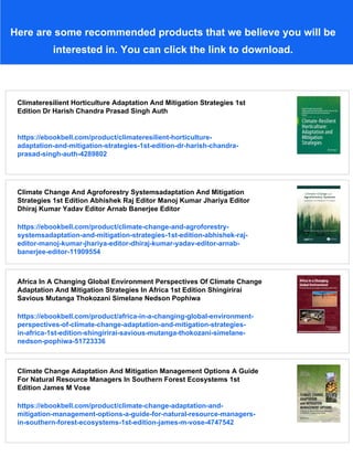 Adaptation And Mitigation Strategies For Climate Change 1st Edition So ...