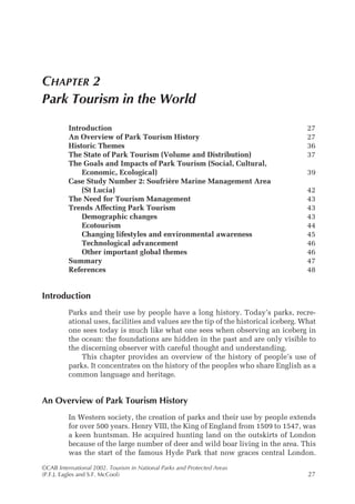 Tourism in National Parks and Protected Areas Paul F. J. Eagles | PDF