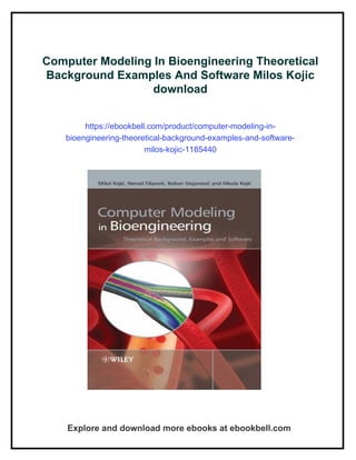 Computer Bio Engineering Coding Computer Modeling In Bioengineering Theoretical Background Examples And ...