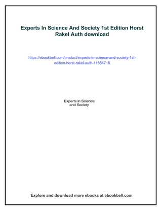 Experts In Science And Society 1st Edition Horst Rakel Auth | PDF