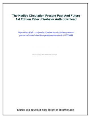 The Hadley Circulation Present Past And Future 1st Edition Peter J ...