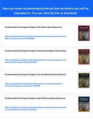 Fundamentals Of Computer Graphics 4th Edition Marschner Steveshirley | PDF