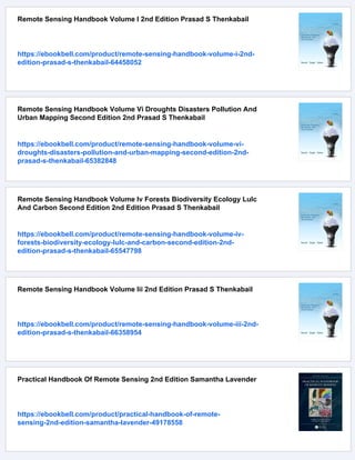 Remote Sensing Handbook Three Volume Set First Edition Prasad S ...