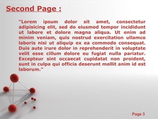 Second Page : &quot;Lorem ipsum dolor sit amet, consectetur adipisicing elit, sed do eiusmod tempor incididunt ut labore e...