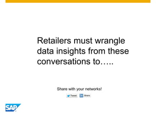 Retailers must wrangle
data insights from these
conversations to…..
Share with your networks!
 