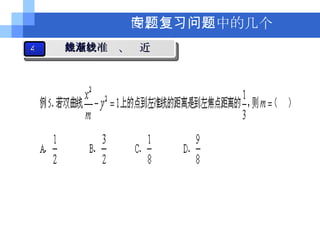 例  四、专题复习中的几个问题 4 焦点、准线、渐近线 